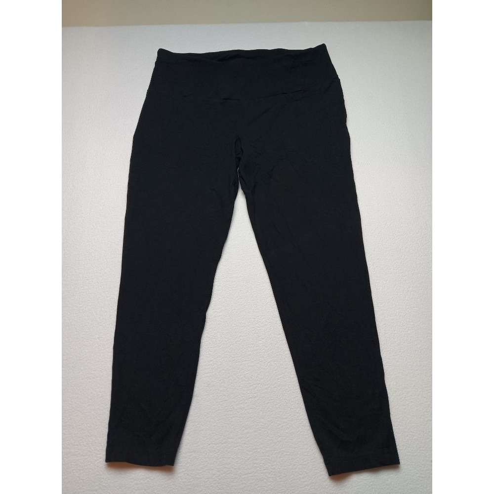 Terra & Sky Black Leggings Plus Size 1X 16W-18W High Waist Cotton Modal Stretch